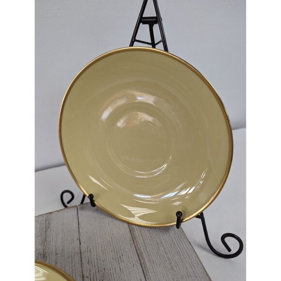 Flintridge Sylvan China Saucers for Cream Soup Bowls Set of 2 California Yellow - Picture 3 of 6